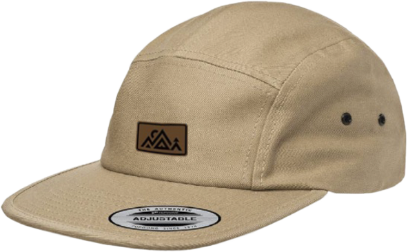 Casquette beige à 5 panneaux avec écusson cousu du Mont-Vidéo