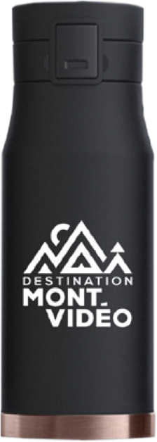 Gourde isotherme noire avec le logo blanc du Mont-Vidéo
